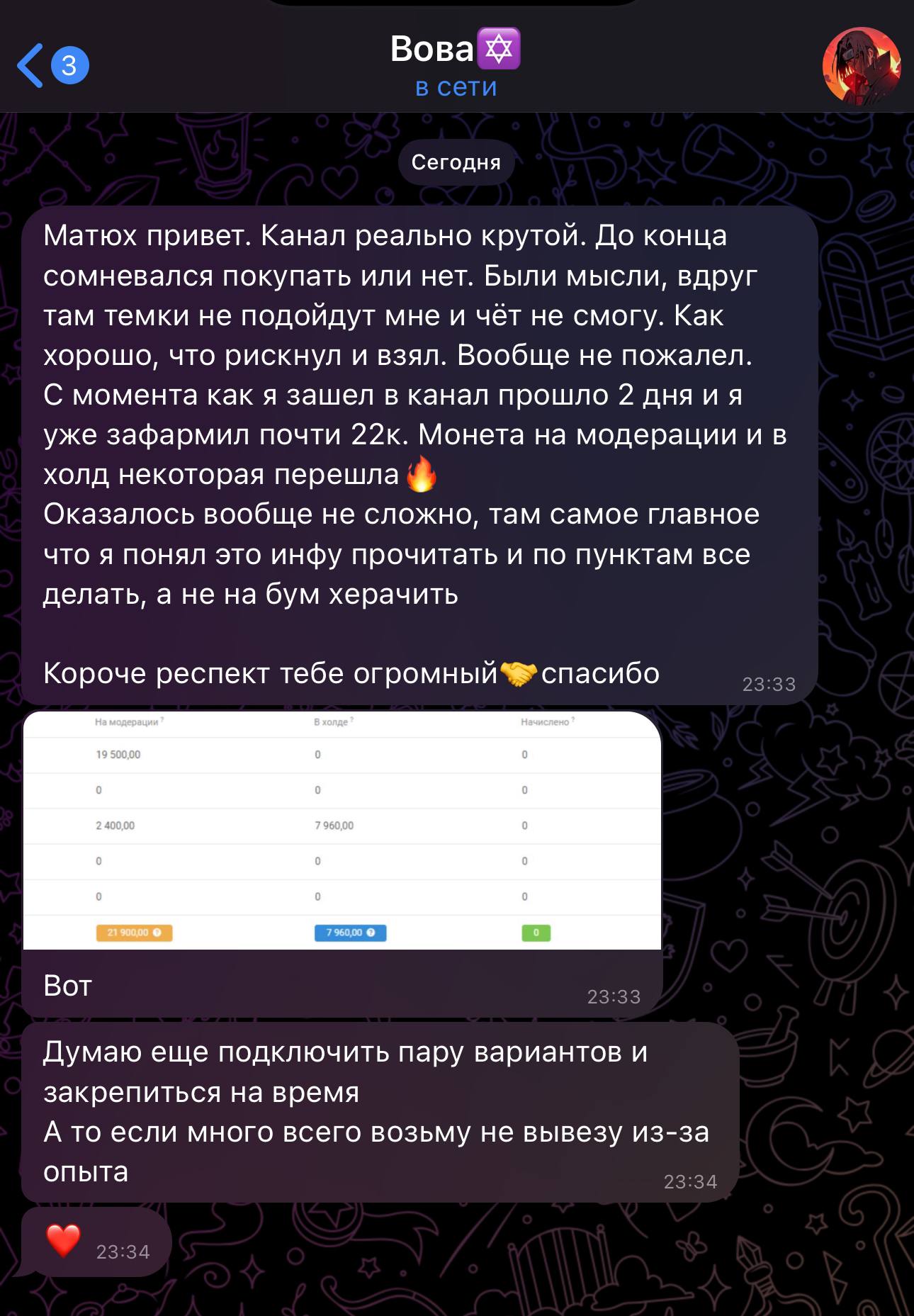 Скриншот отзыва